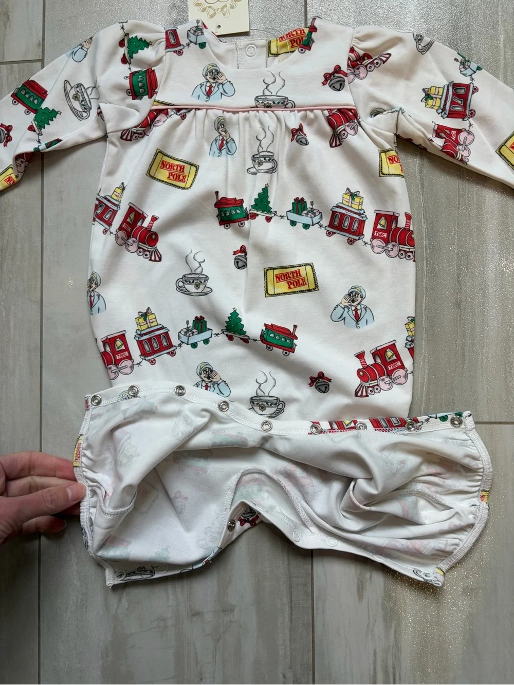 NWT TBBC Pima Cotton Holiday Train Express Bradford Romper Jumpsuit Girls 0-3M
